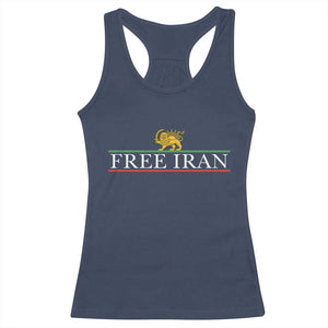 Free Iran Lion And Sun Graphic Racerback Tank Top Iranian Freedom Supporters TS02 Navy Print Your Wear