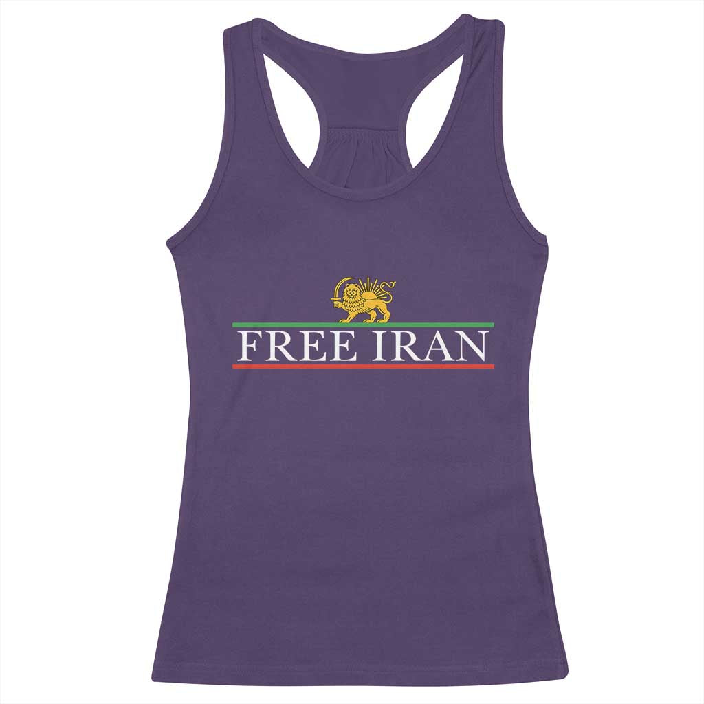 Free Iran Lion And Sun Graphic Racerback Tank Top Iranian Freedom Supporters TS02 Purple Print Your Wear