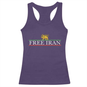 Free Iran Lion And Sun Graphic Racerback Tank Top Iranian Freedom Supporters TS02 Purple Print Your Wear