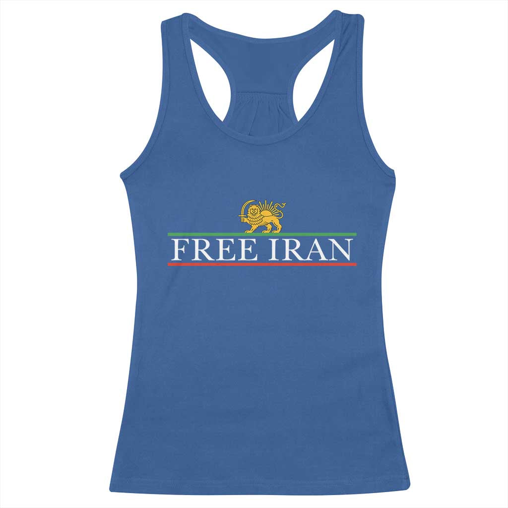 Free Iran Lion And Sun Graphic Racerback Tank Top Iranian Freedom Supporters TS02 Royal Blue Print Your Wear