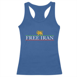 Free Iran Lion And Sun Graphic Racerback Tank Top Iranian Freedom Supporters TS02 Royal Blue Print Your Wear