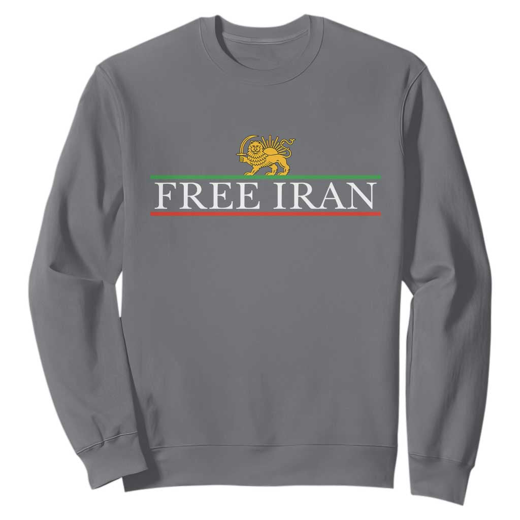 Free Iran Lion And Sun Graphic Sweatshirt Iranian Freedom Supporters TS02 Charcoal Print Your Wear