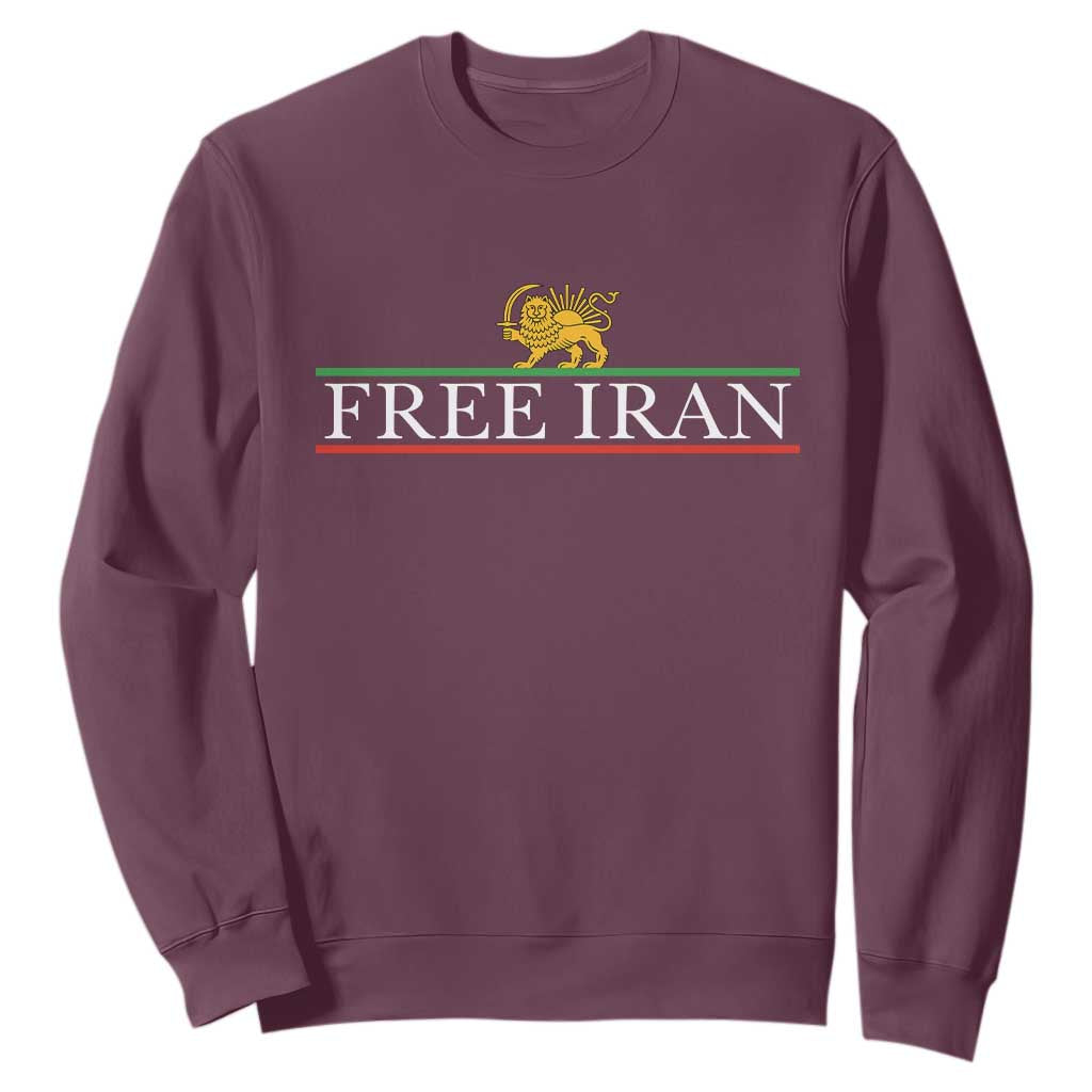 Free Iran Lion And Sun Graphic Sweatshirt Iranian Freedom Supporters TS02 Maroon Print Your Wear