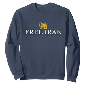 Free Iran Lion And Sun Graphic Sweatshirt Iranian Freedom Supporters TS02 Navy Print Your Wear