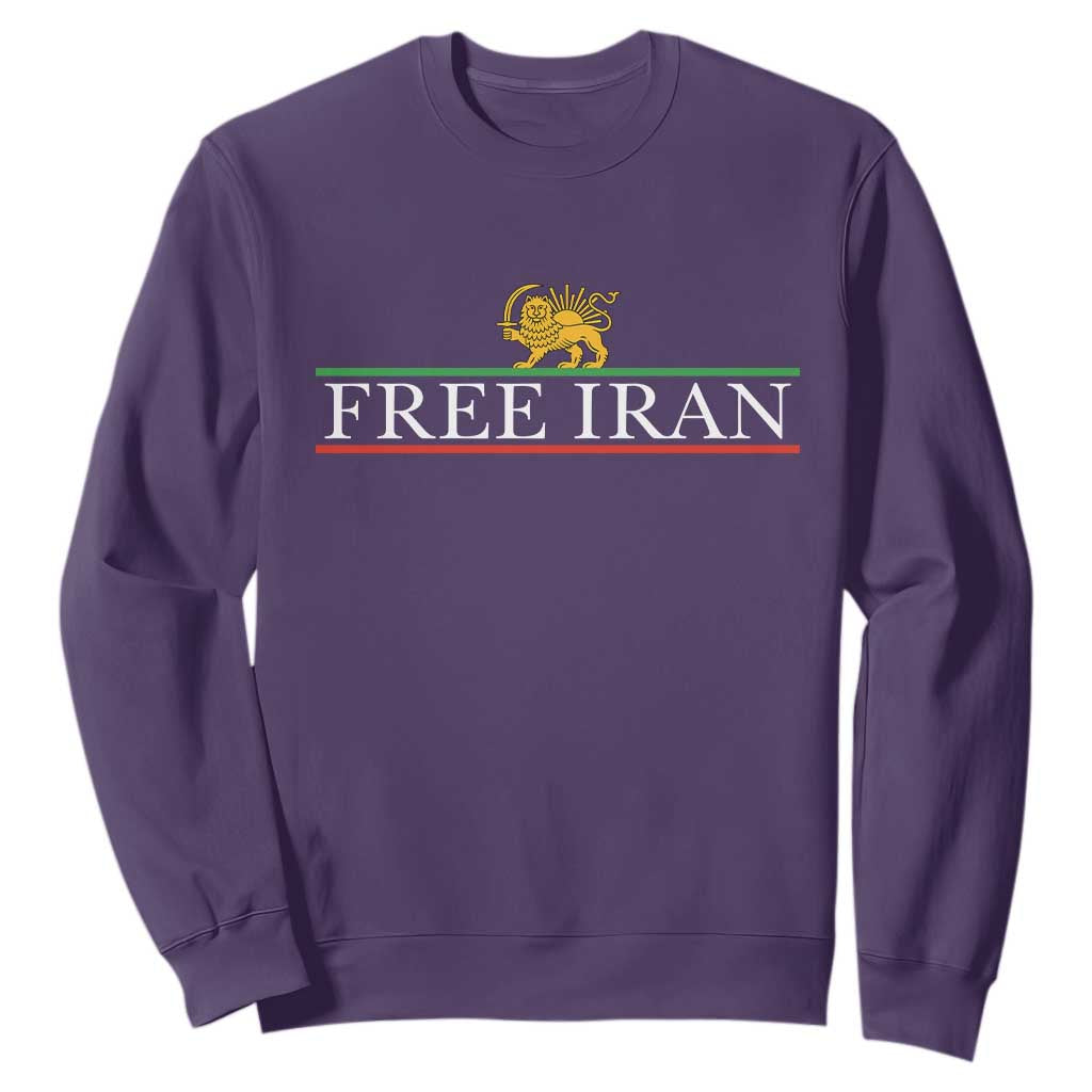 Free Iran Lion And Sun Graphic Sweatshirt Iranian Freedom Supporters TS02 Purple Print Your Wear