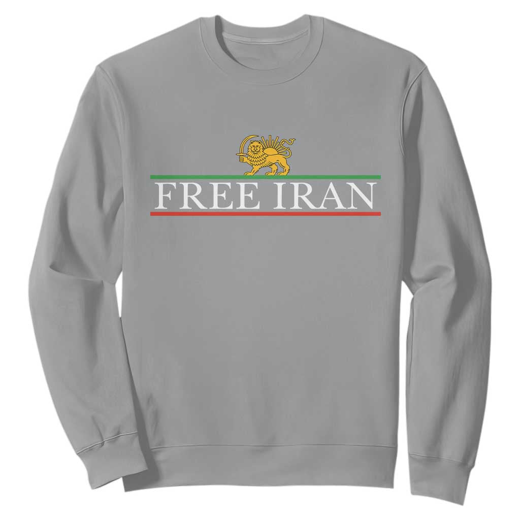 Free Iran Lion And Sun Graphic Sweatshirt Iranian Freedom Supporters TS02 Sport Gray Print Your Wear