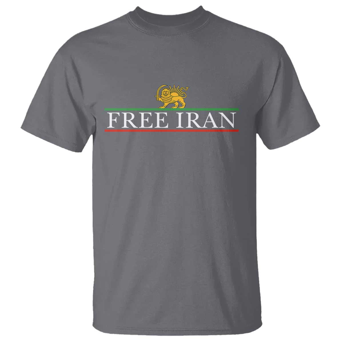 Free Iran Lion And Sun Graphic T Shirt Iranian Freedom Supporters TS02 Charcoal Print Your Wear