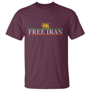 Free Iran Lion And Sun Graphic T Shirt Iranian Freedom Supporters TS02 Maroon Print Your Wear