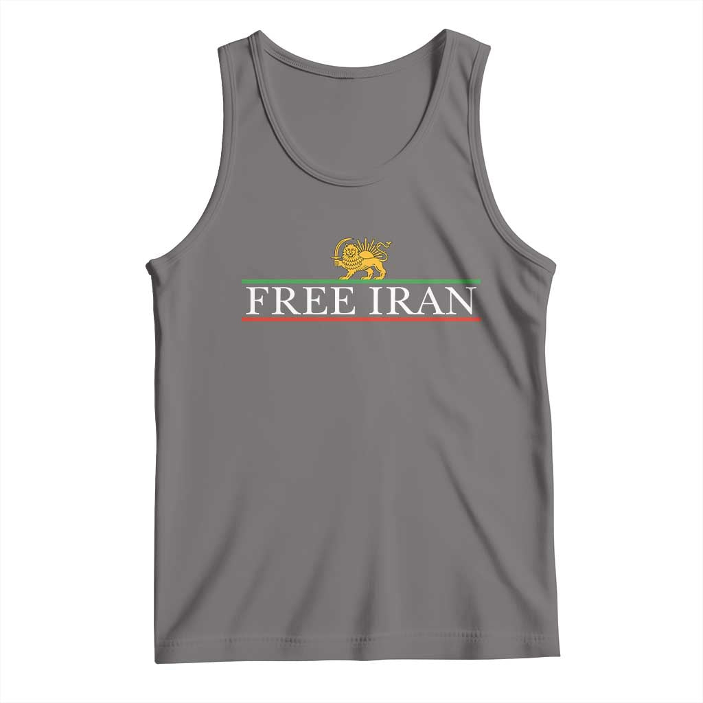 Free Iran Lion And Sun Graphic Tank Top Iranian Freedom Supporters TS02 Deep Heather Print Your Wear