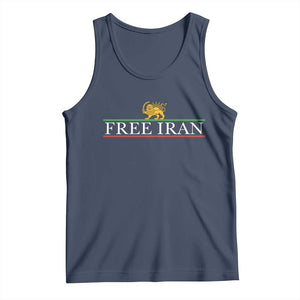 Free Iran Lion And Sun Graphic Tank Top Iranian Freedom Supporters TS02 Navy Print Your Wear