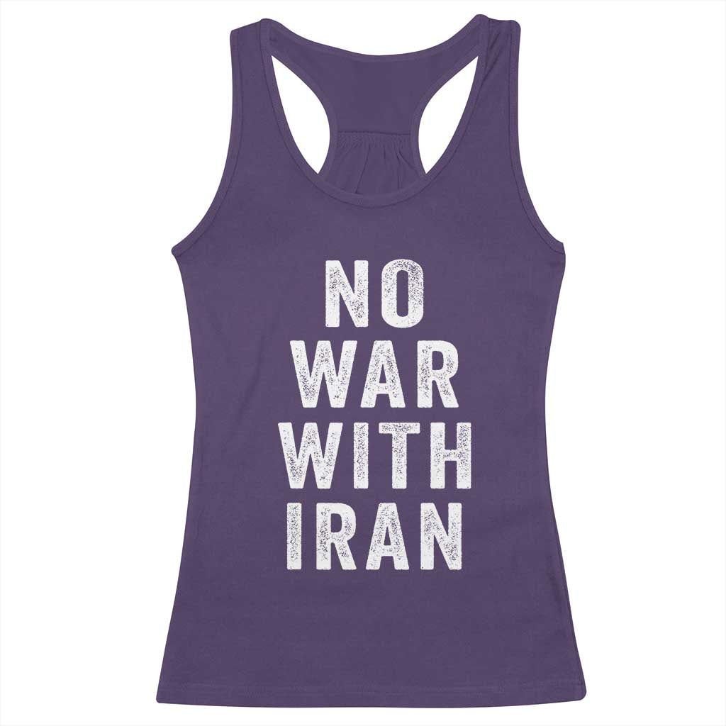 No War With Iran Racerback Tank Top Anti War Peace Protest Iranian People TS02 Purple Print Your Wear