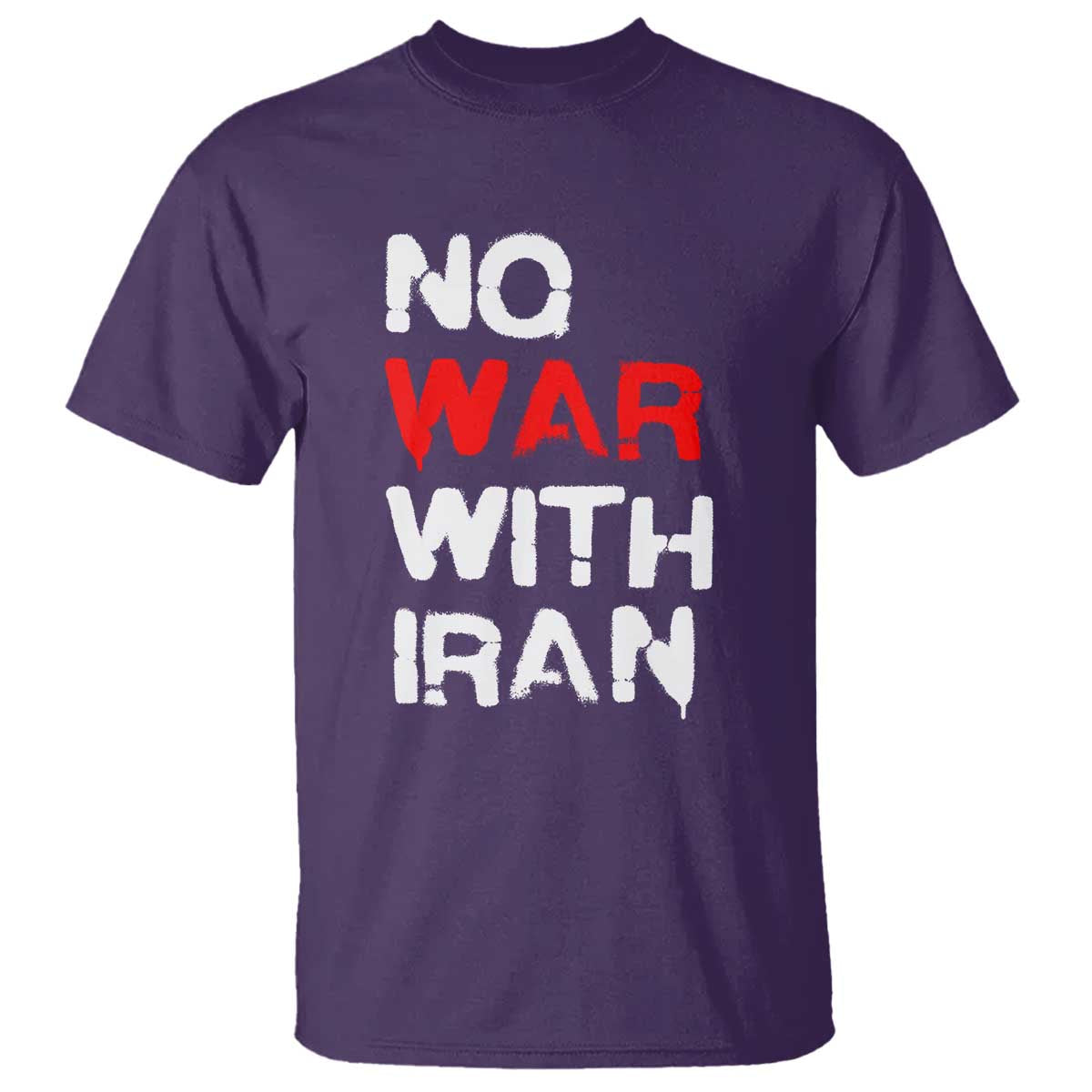 No War With Iran T Shirt Anti War Peace Activist Protest Iranian People TS02 Purple Print Your Wear