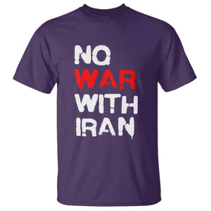 No War With Iran T Shirt Anti War Peace Activist Protest Iranian People TS02 Purple Print Your Wear
