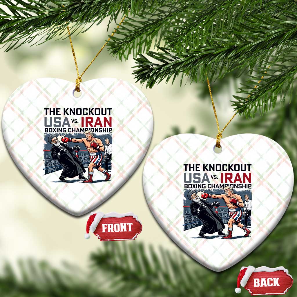 Sarcastic USA vs Iran Knockout Boxing Championship Ceramic Ornament Funny Political Satire Fight Night TS02 Print Your Wear