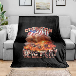 Operation Epic Fury Peace Through Strength Throw Blanket Patriotic Explosion America Power TS02 Print Your Wear