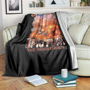 Operation Epic Fury Peace Through Strength Throw Blanket Patriotic Explosion America Power TS02 Print Your Wear