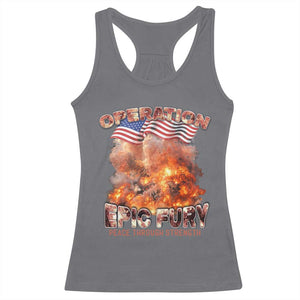 Operation Epic Fury Peace Through Strength Racerback Tank Top Patriotic Explosion America Power TS02 Charcoal Print Your Wear
