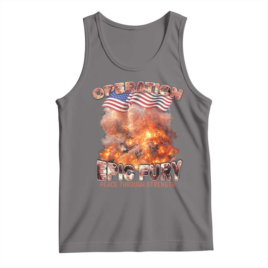 Operation Epic Fury Peace Through Strength Tank Top Patriotic Explosion America Power TS02 Deep Heather Print Your Wear