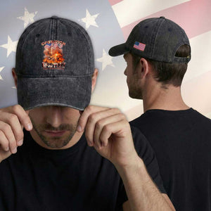 Operation Epic Fury Peace Through Strength Washed Cotton Baseball Cap Patriotic Explosion America Power TS02 Print Your Wear