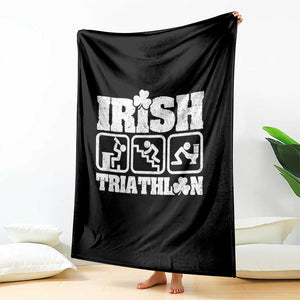 Irish Triathlon Funny Drinking Challenge Throw Blanket St Patricks Day Beer Party Humor TS02 Print Your Wear
