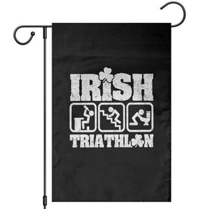 Irish Triathlon Funny Drinking Challenge Garden Flag St Patricks Day Beer Party Humor TS02 Black Print Your Wear
