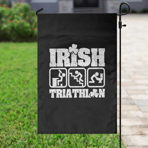 Irish Triathlon Funny Drinking Challenge Garden Flag St Patricks Day Beer Party Humor TS02 Print Your Wear