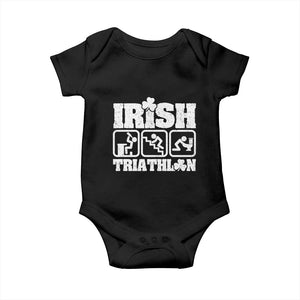 Irish Triathlon Funny Drinking Challenge Baby Onesie St Patricks Day Beer Party Humor TS02 Black Print Your Wear