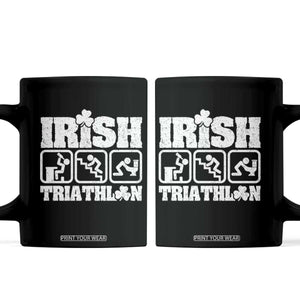 Irish Triathlon Funny Drinking Challenge Coffee Mug St Patricks Day Beer Party Humor TS02 Black Print Your Wear