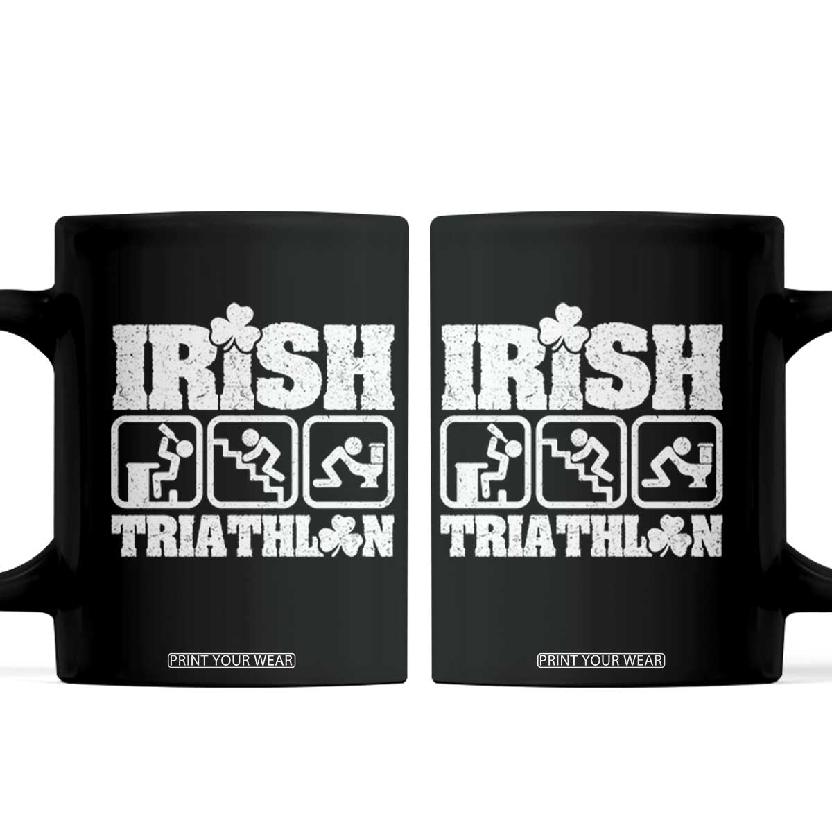 Irish Triathlon Funny Drinking Challenge Coffee Mug St Patricks Day Beer Party Humor TS02 Black Print Your Wear