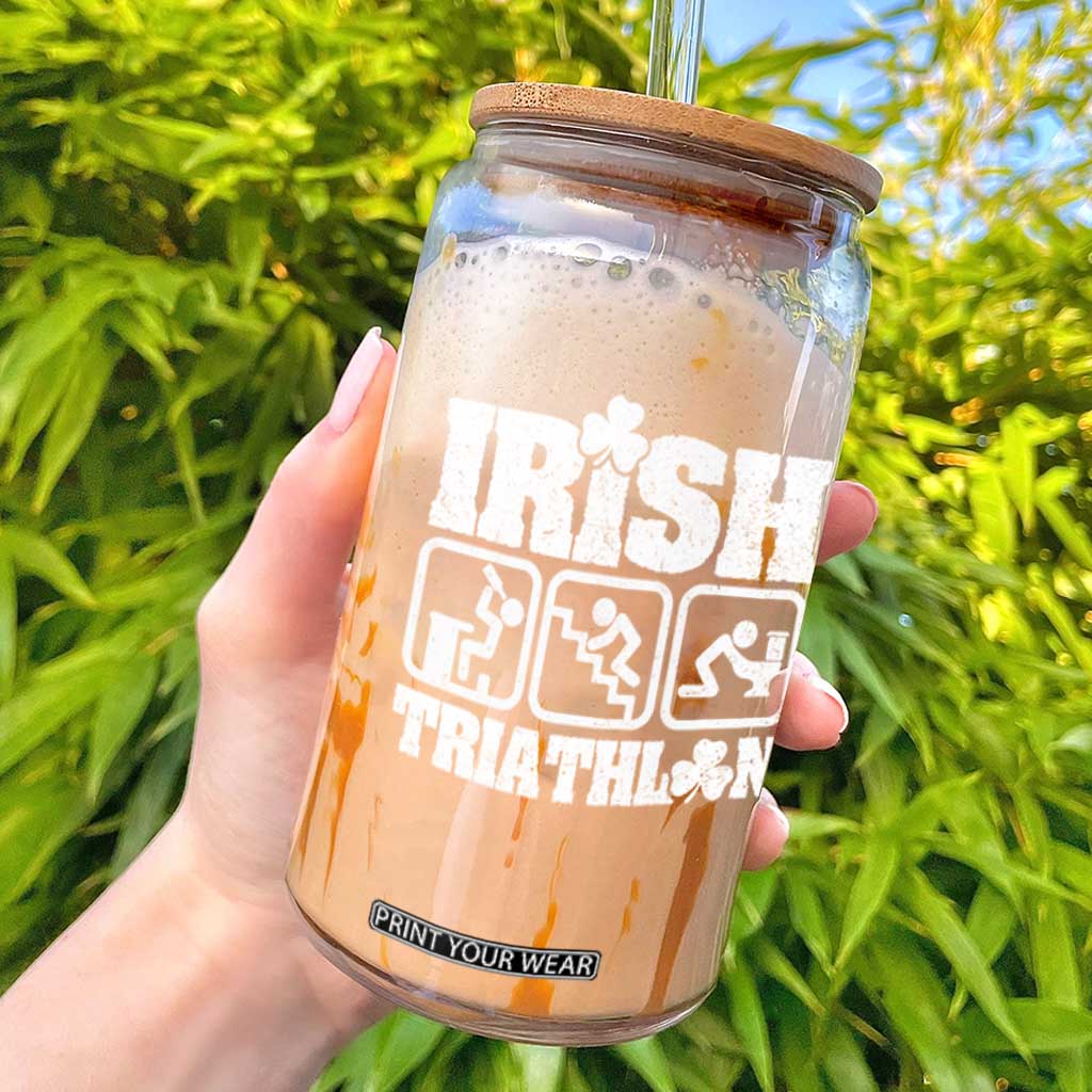 Irish Triathlon Funny Drinking Challenge Glass Can St Patricks Day Beer Party Humor TS02 Black Print Your Wear