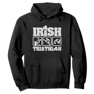 Irish Triathlon Funny Drinking Challenge Hoodie St Patricks Day Beer Party Humor TS02 Black Print Your Wear