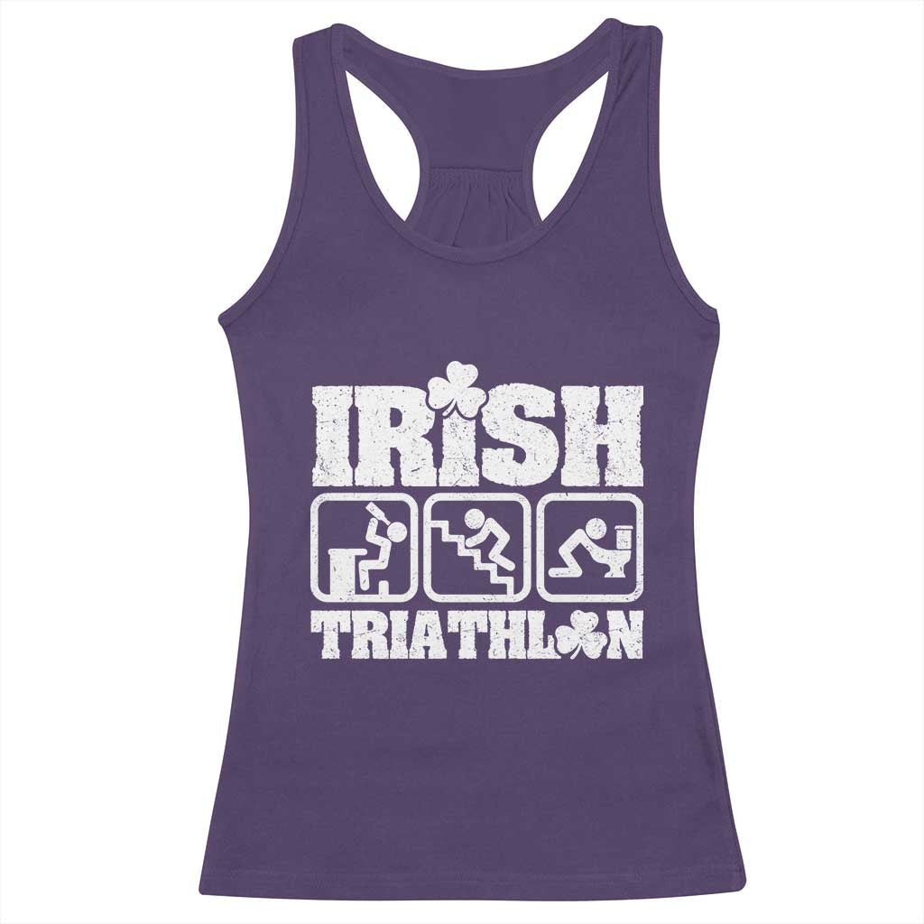 Irish Triathlon Funny Drinking Challenge Racerback Tank Top St Patricks Day Beer Party Humor TS02 Purple Print Your Wear