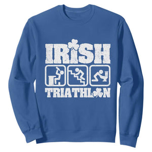 Irish Triathlon Funny Drinking Challenge Sweatshirt St Patricks Day Beer Party Humor TS02 Royal Blue Print Your Wear