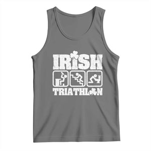 Irish Triathlon Funny Drinking Challenge Tank Top St Patricks Day Beer Party Humor TS02 Black Heather Print Your Wear