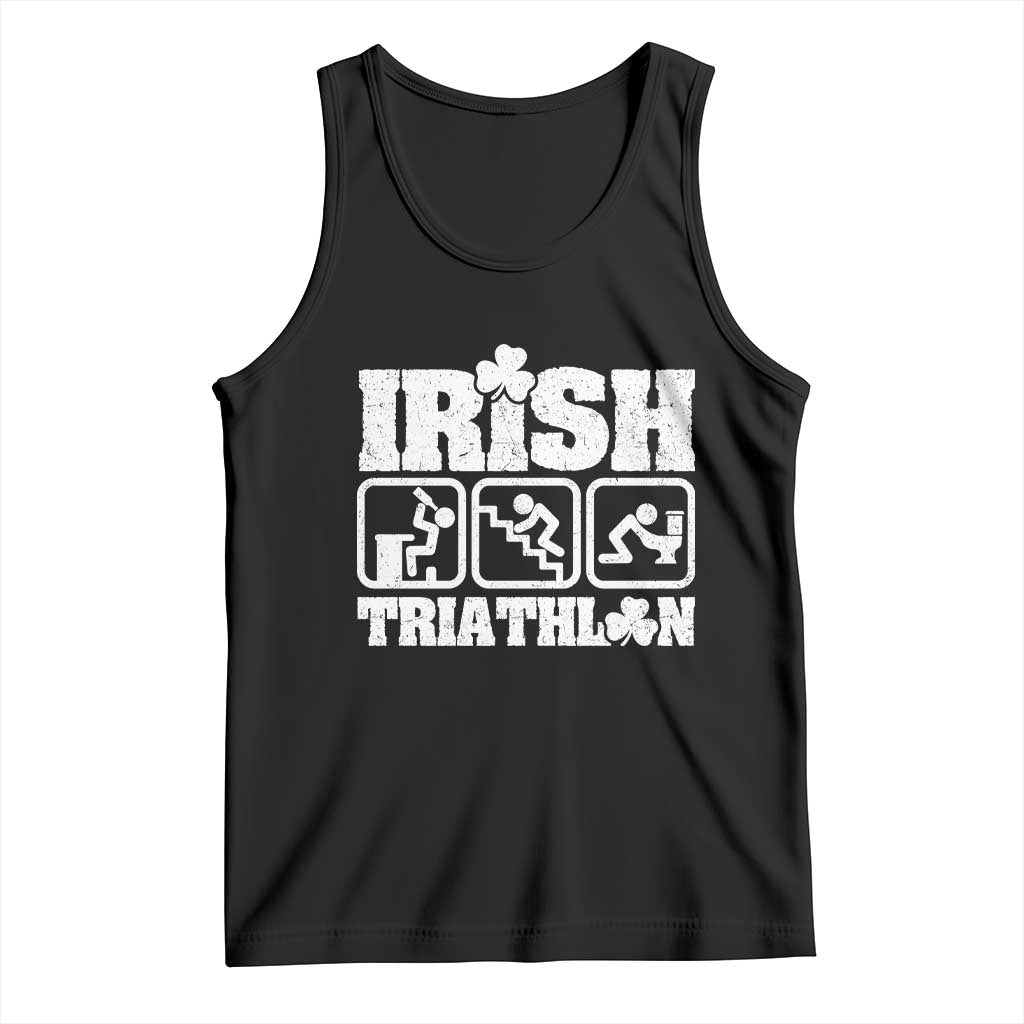 Irish Triathlon Funny Drinking Challenge Tank Top St Patricks Day Beer Party Humor TS02 Black Print Your Wear