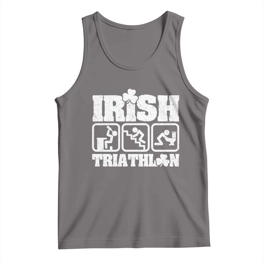 Irish Triathlon Funny Drinking Challenge Tank Top St Patricks Day Beer Party Humor TS02 Deep Heather Print Your Wear