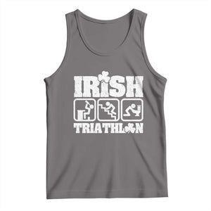 Irish Triathlon Funny Drinking Challenge Tank Top St Patricks Day Beer Party Humor TS02 Deep Heather Print Your Wear