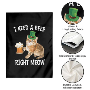 I Need A Beer Right Meow Funny Cat Drinking Joke Garden Flag St Patricks Day Humor TS02 Print Your Wear