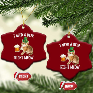 I Need A Beer Right Meow Funny Cat Drinking Joke Ceramic Ornament St Patricks Day Humor TS02 Print Your Wear