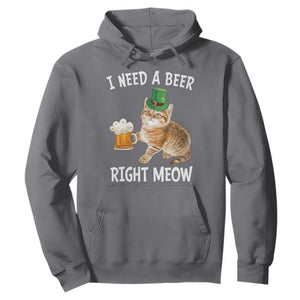 I Need A Beer Right Meow Funny Cat Drinking Joke Hoodie St Patricks Day Humor TS02 Charcoal Print Your Wear