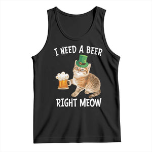 I Need A Beer Right Meow Funny Cat Drinking Joke Tank Top St Patricks Day Humor TS02 Black Print Your Wear