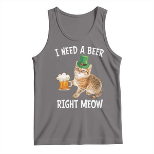 I Need A Beer Right Meow Funny Cat Drinking Joke Tank Top St Patricks Day Humor TS02 Deep Heather Print Your Wear