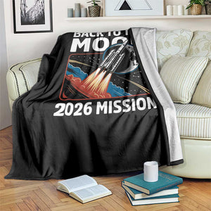 Back to the Moon 2026 Mission Throw Blanket Retro Rocket Launch Lunar Orbit Space Enthusiasts TS02 Print Your Wear