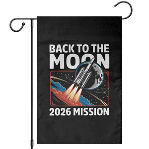 Back to the Moon 2026 Mission Garden Flag Retro Rocket Launch Lunar Orbit Space Enthusiasts TS02 Black Print Your Wear