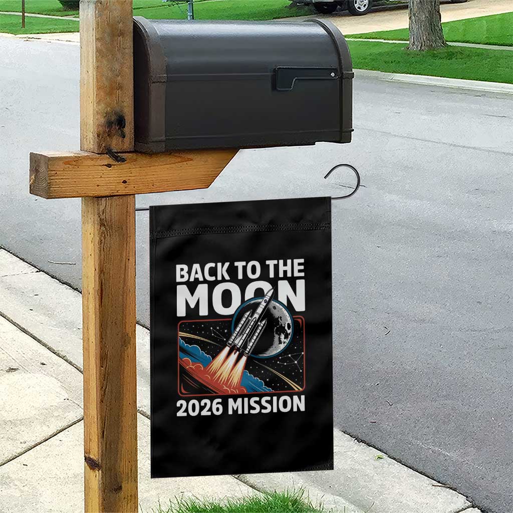Back to the Moon 2026 Mission Garden Flag Retro Rocket Launch Lunar Orbit Space Enthusiasts TS02 Print Your Wear