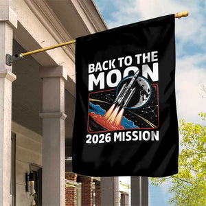 Back to the Moon 2026 Mission Garden Flag Retro Rocket Launch Lunar Orbit Space Enthusiasts TS02 Print Your Wear
