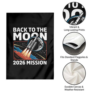 Back to the Moon 2026 Mission Garden Flag Retro Rocket Launch Lunar Orbit Space Enthusiasts TS02 Print Your Wear