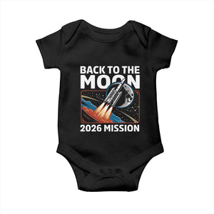 Back to the Moon 2026 Mission Baby Onesie Retro Rocket Launch Lunar Orbit Space Enthusiasts TS02 Black Print Your Wear