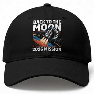 Back to the Moon 2026 Mission Baseball Cap Retro Rocket Launch Lunar Orbit Space Enthusiasts TS02 Print Your Wear