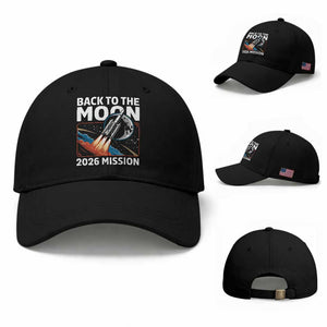 Back to the Moon 2026 Mission Baseball Cap Retro Rocket Launch Lunar Orbit Space Enthusiasts TS02 Baseball Cap Universal Fit Black Print Your Wear